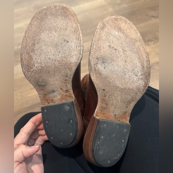 Unisex Brown Leather Handmade Cowboy Boots - Picture 7 of 10